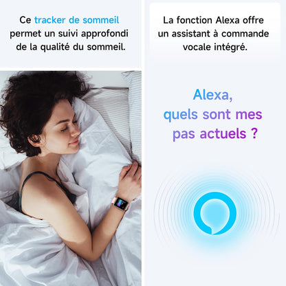 Montre Connectée LumiFit X - 1.8" avec Alexa, Appels Bluetooth, Suivi Santé, 100 Modes Sport, Étanche IP68