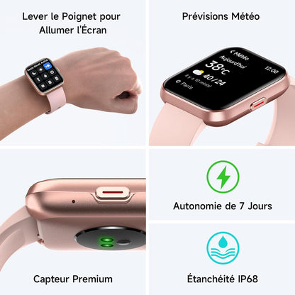 Montre Connectée LumiFit X - 1.8" avec Alexa, Appels Bluetooth, Suivi Santé, 100 Modes Sport, Étanche IP68